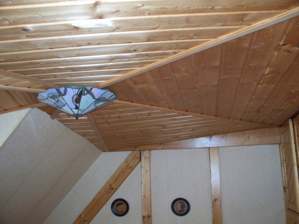 Holzdecke und Dachausbau